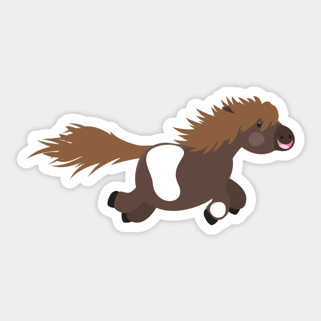 Cute happy Shetland pony cartoon illustration Sticker by FrogFactory